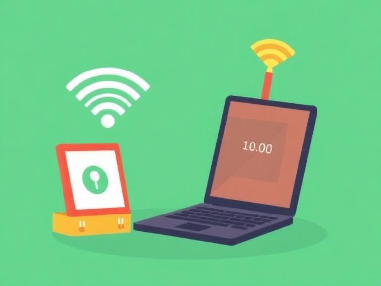 LPB Piso WiFi 10.0.0.1 pause time login illustration with WiFi device and laptop connected to prepaid internet access system.