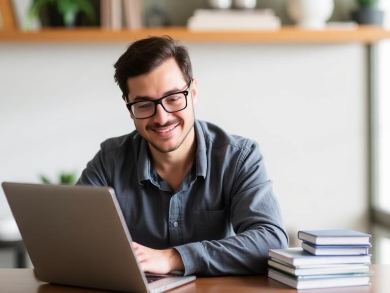Man using a laptop while working on a zero-based budgeting plan for personal finance and monthly expense tracking